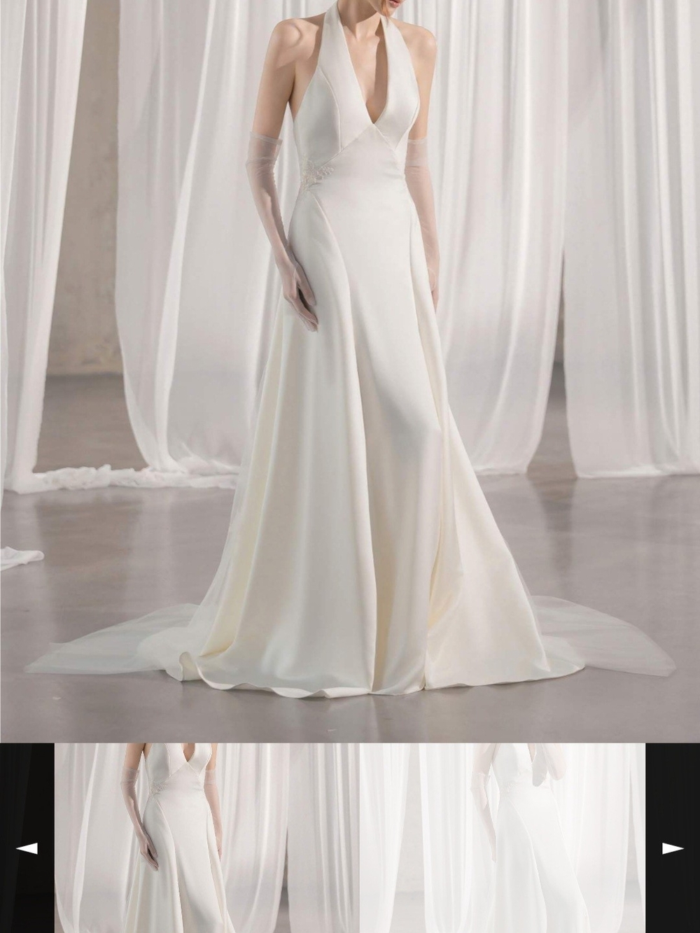 Cee's Bridal - Silk Halter V-Neck Gown